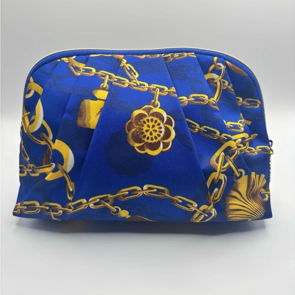 Estee Lauder Blue and Gold Chain Cosmetic Bag
